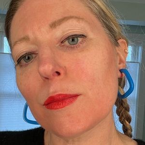 Machete blue loop acetate earrings. Made in Italy. Lightweight for size.